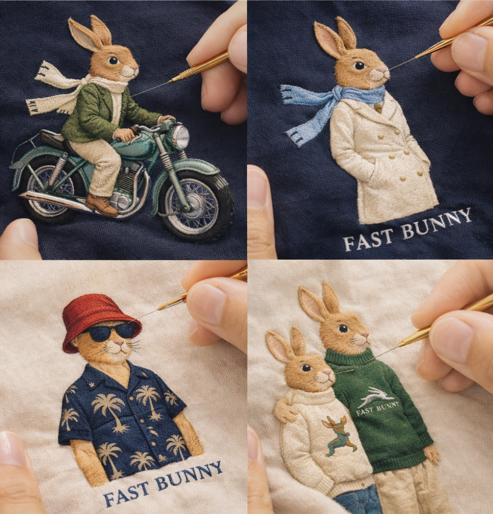 High-Quality Embroidery - Magnifying glass and scissors on fabric